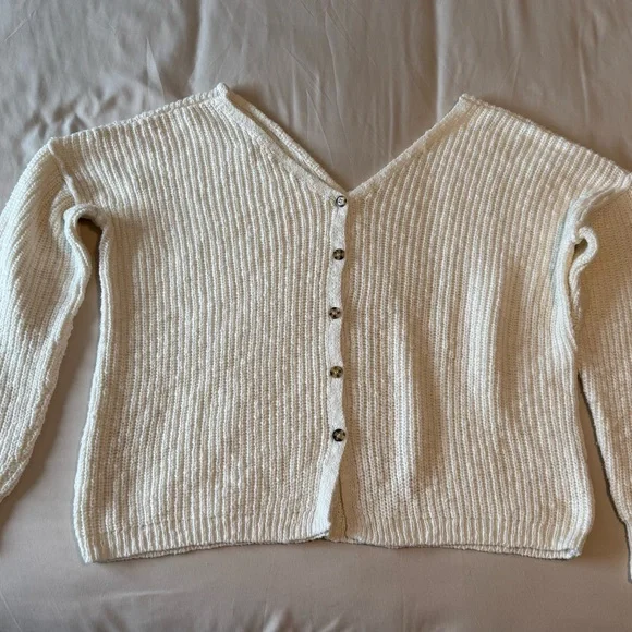 Hippie Rose Cream V-Neck Sweater - Picture 6 of 8